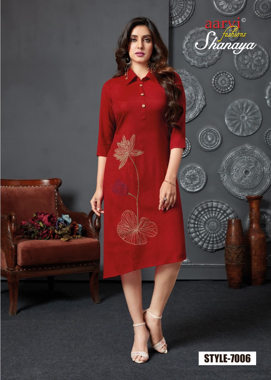 Aarvi Shanaya 5 Stylish Party Wear Wholesale Kurti Collection